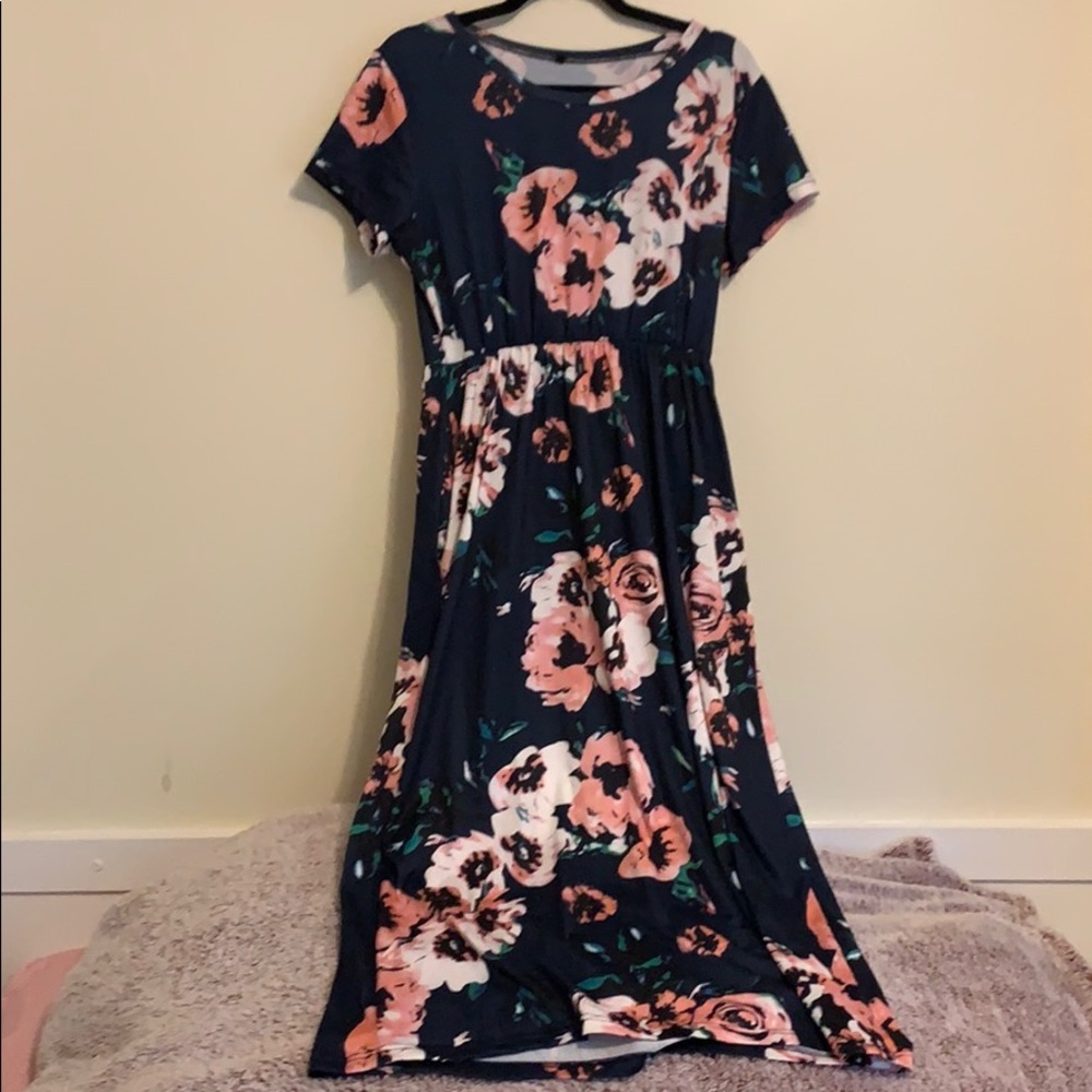 Navy blue and pink dress